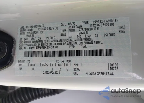 2022 Ford F-150 Xl from USA, damaged, VIN 1FTEW1EP6NKE46178